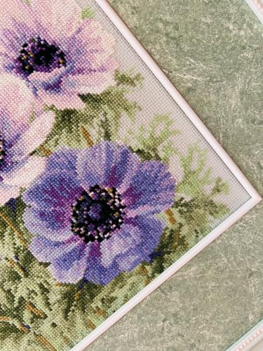 RIOLIS 2176 Purple Anemones Counted Cross Stitch Kit 11.75 x 11.75 in - style: Purple Anemones 2176