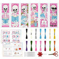 ACRNIGHEET 6PCS Stamped Cross Stitch Bookmark Kit Beginners Halloween Skull - style: Skull and book patterns