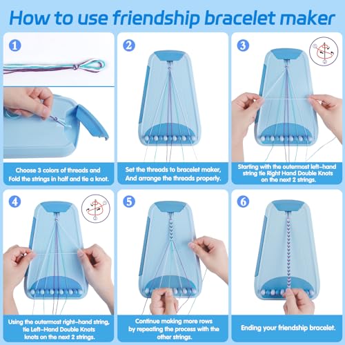 Maynacs Friendship Bracelet Making Kit for Girls 8-12, 28 Pre-Cut Threads - color: Light Blue