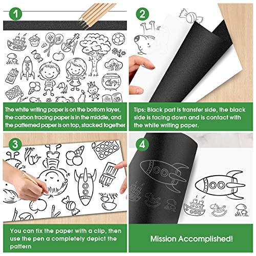 PSLER Carbon Paper for Tracing - 30pcs Graphite Transfer Paper, A4 - color: black&red&blue