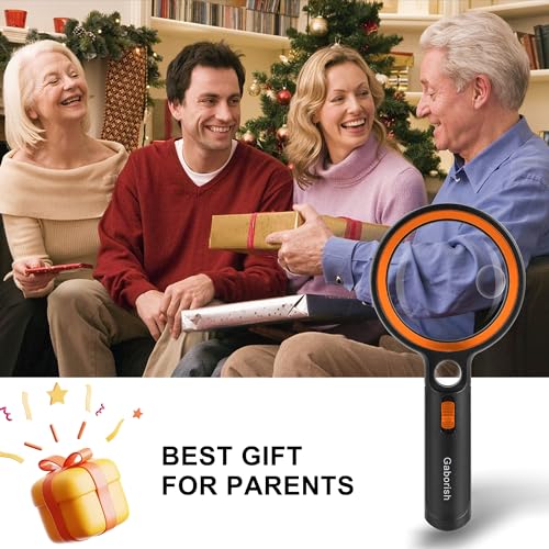 Magnifying Glass with 30 LED Lights, 10X 20X 45X Handheld Illuminated - color: Black & Orange