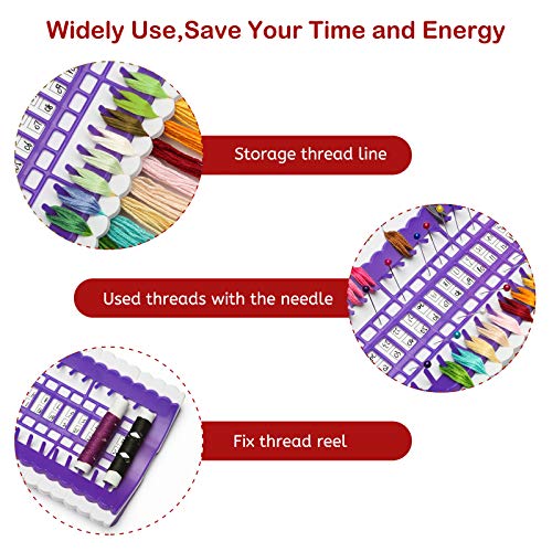 Luxiv 50 Position Embroidery Floss Organizer, Thread Shelf with 15P Card - color: Purple, size: 50 Positions