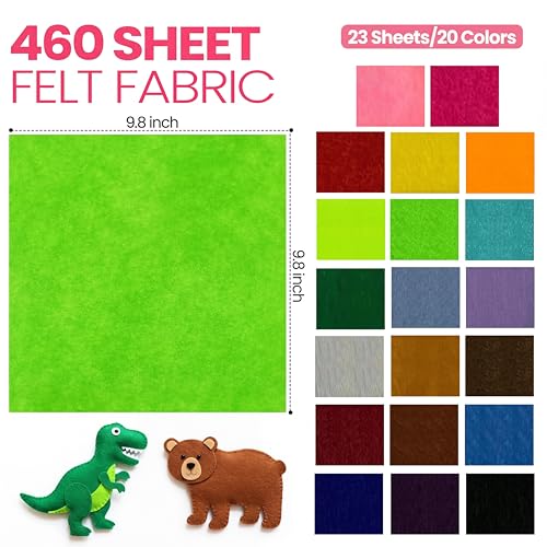 Moukeren 460 Pcs 9.8 x 9.8 Inch Felt Sheets for Craft, Rainbow - color: Rainbow, size: 9.8 x 9.8 Inch