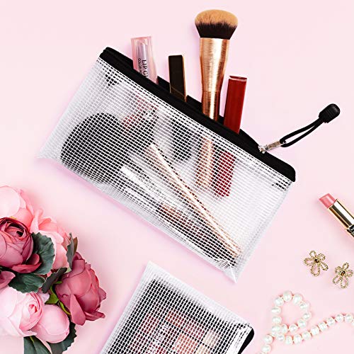 6PCS Mesh Zipper Pouch Bags: A6 Clear Zipper Pouches for Classroom, Black - color: Black, size: A6 (9.25×4.25 inch)
