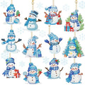 Ferraycle 12 Pcs Snowman Diamond Art Christmas Ornaments Kit, Blue - color: Blue