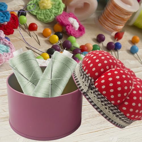 pson Pumpkin Shaped Pin Cushion with Storage Box, Cute Sewing Needle Holder for Quilting, DIY Crafts, Needlework, Sewing(Red with Spotted) - color: Red