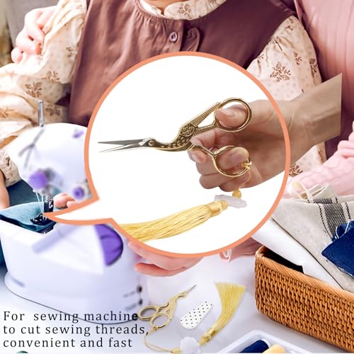 BIHRTC 4.5Inch Bird Sewing Scissors Craft Threading Scissors with Leather Cover Tassel Stainless Steel Scissor for Embroidery Sewing Crafting Needlework DIY Artwork Housework - size: 4.5inch, style: Style 1203