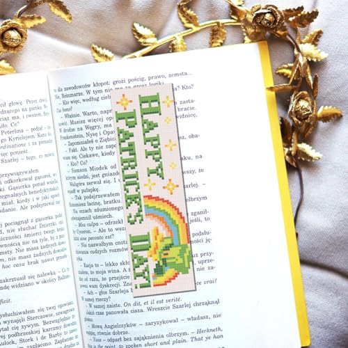 FREEBLOSS 6 Set Cross Stitch Bookmark Kit 11 CT Stamped Cross Stitch Kit DIY Embroidery Bookmark Kits for Adult Beginners with Instructions, St. Patrick's Day, 6 x 20 cm/8" x 2.4" - style: Saint Paul pattern