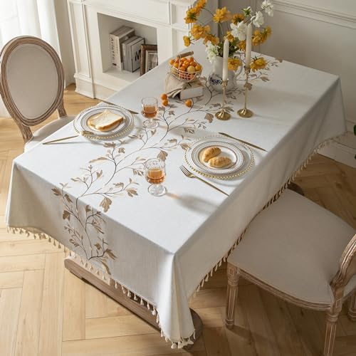 Oubonun Tablecloths for Rectangle Tables - color: Beige, Coffee Leaf, size: 70" x 55" (Rectangular)
