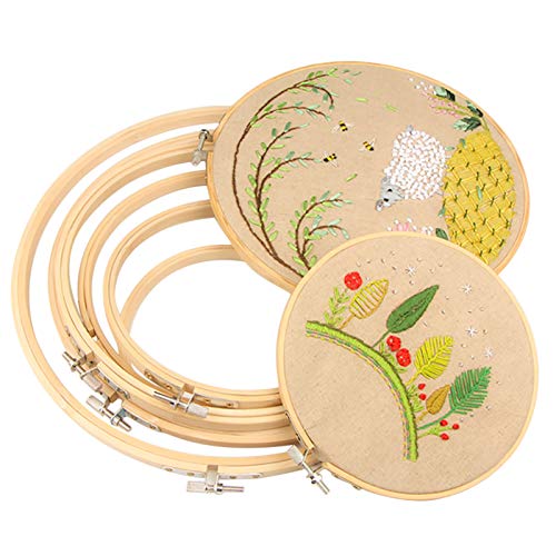 Similane Embroidery Hoops Bamboo Cross Stitch Hoop Ring,5 pcs,Various Sizes