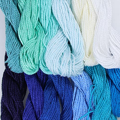 KCS 328 Yards(300 Meters) Mercerized Pearl Cotton Crochet Needlepoint Thread,Size 5, 12 skeins,Mixed Color 03 - color: 12color03, size: 12 skeins