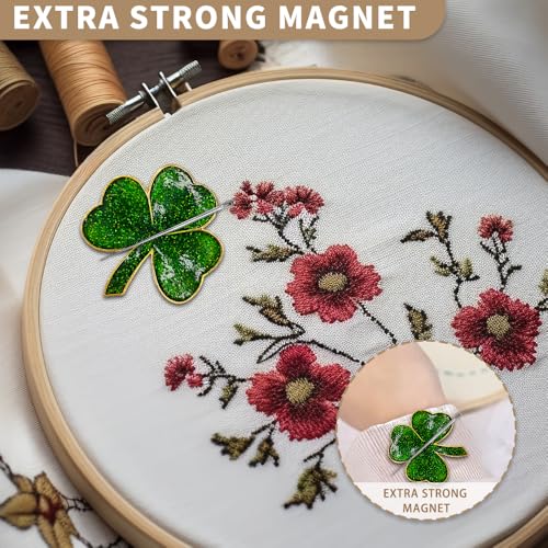 Needle Minder Magnet, Magnetic Needle Minder, Needle Minders Magnetic Cross Stitch Accessories, Magnetic Needle Holder, Life Tree, Butterfly, Cats, Owl, Heart (Shamrock) - size: Shamrock