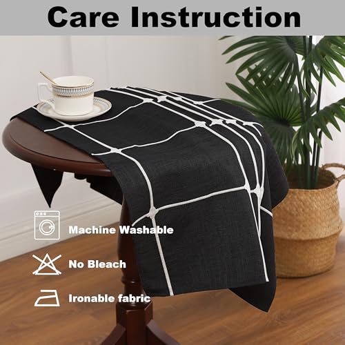 Gernaice Small Square Tablecloth Plaid End Table Cloth 36” x 36” Black - color: Black, size: 36" x 36" (Square)