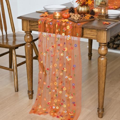 Horaldaily Fall Caramel Embroidery Tablecloth, 60×104 Inch Rectangular - color: Caramel, size: 60" x 104" (Rectangular)