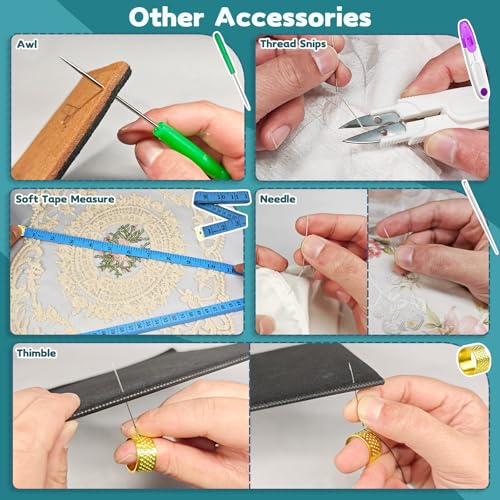 Lechchy Seam Rippers for Sewing(2 Big+2 Small), with Automatic Needle Threaders, Fish Mouth/Gourd/Thumb Shaped Simple Threader, Thread Snips, Drawstring Threader, Tape Measure, Awl, Thimble, Needles
