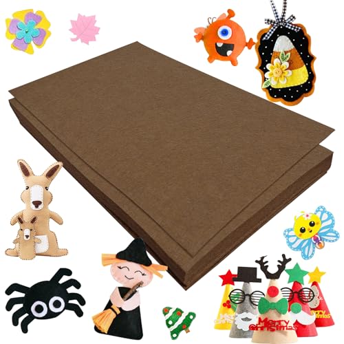 Jtnohx Felt for Crafts, 16 Pcs Felt Fabric, 7"×11.3" Stiff Felt Sheets, Craft Felt Square for Sewing (Dark Brown) - color: Dark Brown