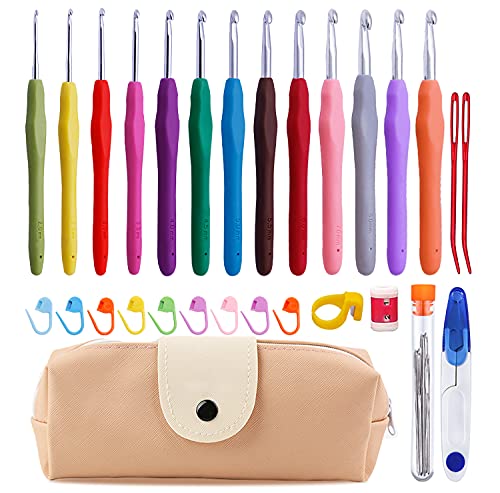 Mayboos 13 Pcs Crochet Hooks Set, 2mm(b)-10mm(n) Crochet Hooks Set - size: 13 Sizes