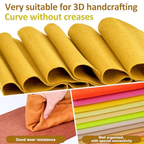 XSEINO 13 Rolls 8"x35" 1.4mm Thick Soft Felt Fabric Sheet 13 Assorted Yellow Series Colors Felt Pack for DIY Craft Sewing Squares Nonwoven Patchwork - color: Yellow Hues