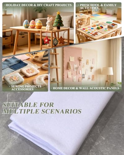 White Felt Fabric 36" X 36"(1 Square Yard) 1.6mm Thick Soft Felt Sheet - color: White