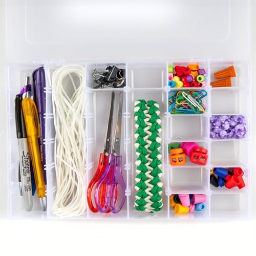 Craft County Embroidery Floss and Thread Organizer Box – 17 Compartments – Clear White Plastic – Empty (Organizer)
