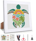 Sea Turtle Stamped Cross Stitch Kits for Beginners Adults with Framed - color: DKJ017