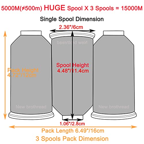 New brothread Huge Spools Embroidery Machine Thread -3xSilver - color: 3xSILVER