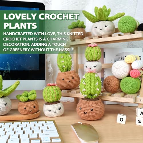 Crochet Kit for Beginners - Crochet Starter Kit with Step-by-Step Video Tutorials, DIY Knitting Supplies, 4 Pack Plants(40%+ Yarn) - color: Plant 4Pack