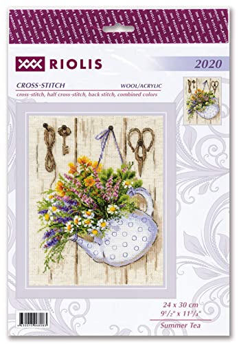 RIOLIS 2020 Summer Tea Counted Cross Stitch Kit 9.5 x 11.75 in - style: Rustic
