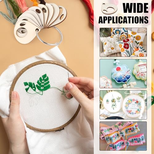 101pcs Wooden Thread Drops,1.97x1.38 Inch Teardrop Embroidery Floss Organizer with Floss Ring Cross Stitch Bobbins for DIY Sewing Storage,Craft Supplies(Style B) - color: Teardrop Shape