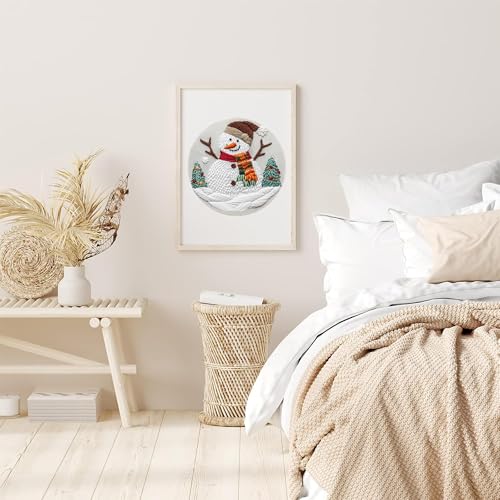 Huacan Embroidery Kits for Adults Beginner DIY Cross Stitch Stamped Christmas Pattern Stitching Sewing Kit 1 Piece 7.8 x 7.8 Inch (Snowman) - color: Snowman