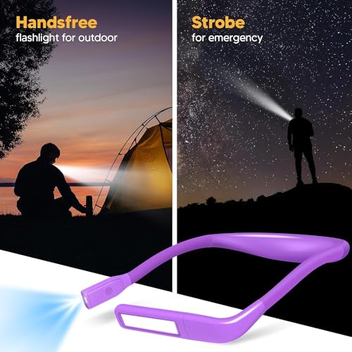 Reading Light, 3 Colors Stepless Dimming Neck Light, Book Lamp - color: Dark Purple