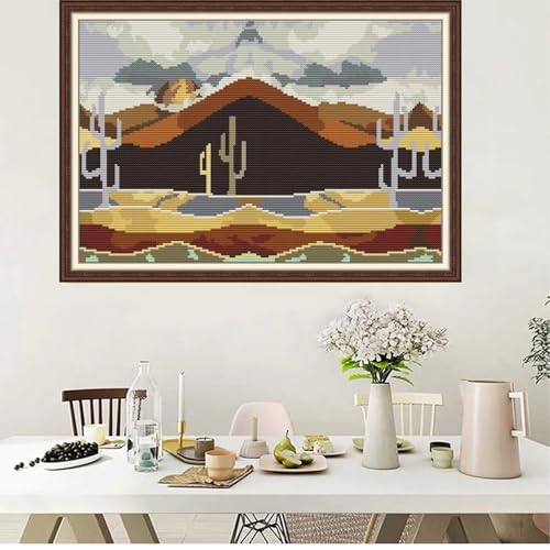 Svarog 14CT Stamped Cross Stitch Kit for Beginners - Easy & Stylish DIY Embroidery with Simple Patterns, Ideal for Women’s Relaxation | Yellow Sand Desert | 15.8 x 11 inch - color: Yellow sand desert 15.8 x 11 inch