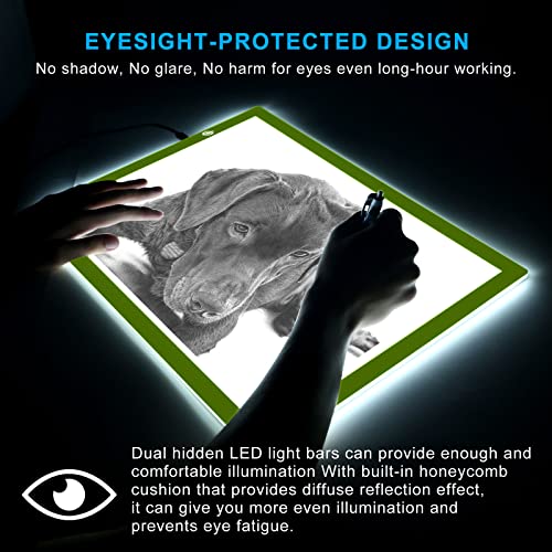 A3 Copy Light Board Tracing Box, Ultra-Thin Adjustable Drawing Tablet USB Power Artcraft LED Tracer Light Pad for Diamond Art Painting Accessories, Sketching, Animation, Quilting, Stenciling (Green) - color: GREEN, size: 11.7 x 16.5 inches
