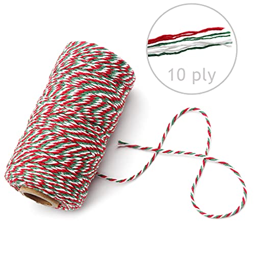 Anvin Natural Jute Twine - 984 Feet, 10 Ply, 2mm Thick, Green, Red, White (Pack of 3) - Bakers, Butcher, Baking, Arts & Crafts, Gardening - color: Red White & Green White & Red White Green