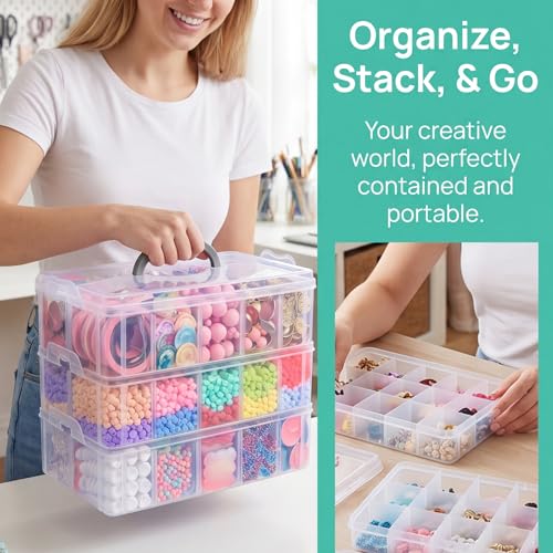 2Pack 3-Tier Stackable Storage Box, 30 Adjustable Compartments Organizer - size: 30 Grids