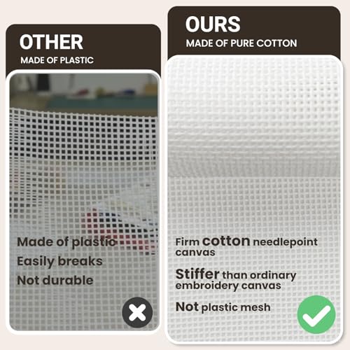 Needlepoint Blank Canvas 13 Mesh 19"x17" White, Rolled Crease-Free