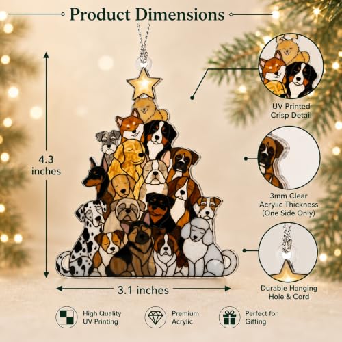 Dog Christmas Ornaments 2026, Dog Ornaments for Christmas Tree, Dogs Lover - color: Dog Tree 2