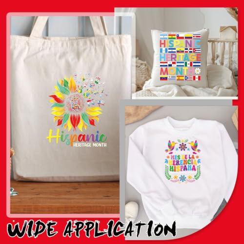 Dazoratix DTF Transfers Ready to Press - 24 Sheets Hispanic Heritage Month Iron on Patches for T Shirts Latino Culture Pride Heat Stickers Vinyl Decal for Clothes Pillow Bag Hat DIY Crafts Decorations - style: Hispanic Heritage Month
