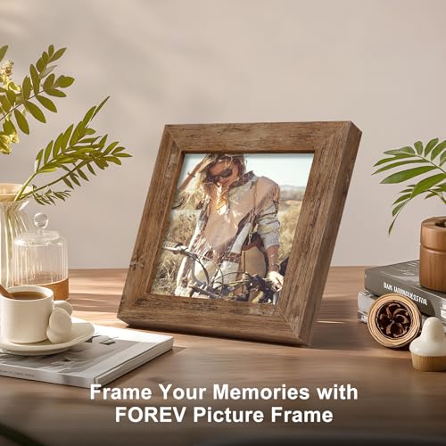 TOFOREVO 4x4 Picture Frames set of 2, Rustic Brown - color: Rustic Wood, size: 4x4