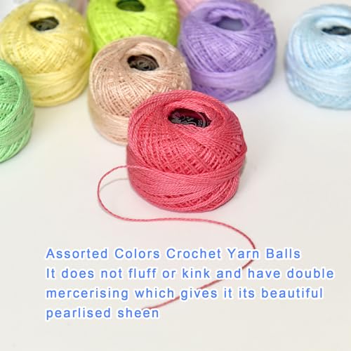 Crochet Thread 10 Balls Cardinal Size 8 for Crochet Hardanger Cross Stitch Needlepoint Hand Embroidery (Warm Color Series) - color: Warm Color Series