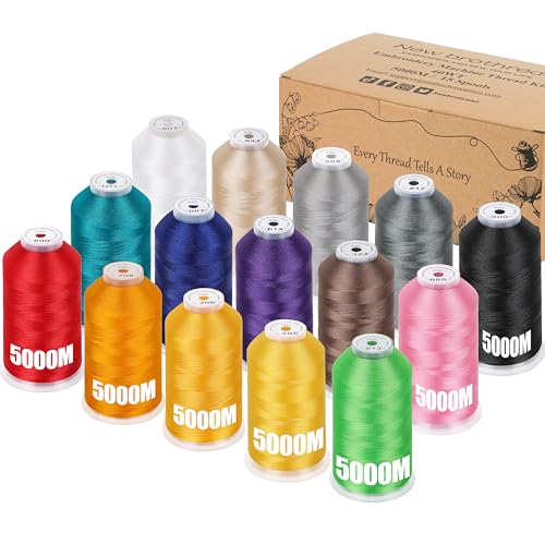 New brothread 15 Colors Huge Spools Polyester Embroidery Machine Thread - color: 15 Colors