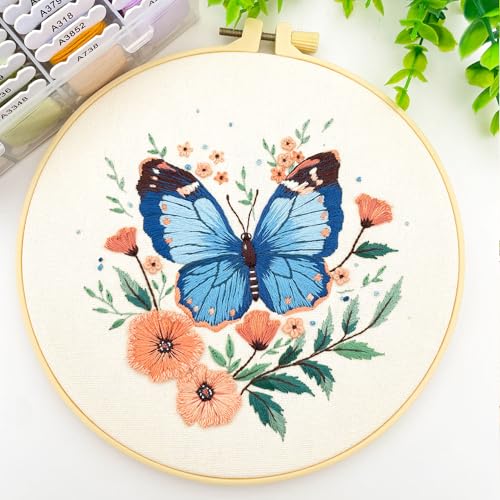Silentsea Blue Butterfly Embroidery Kit for Adults - color: Butterfly