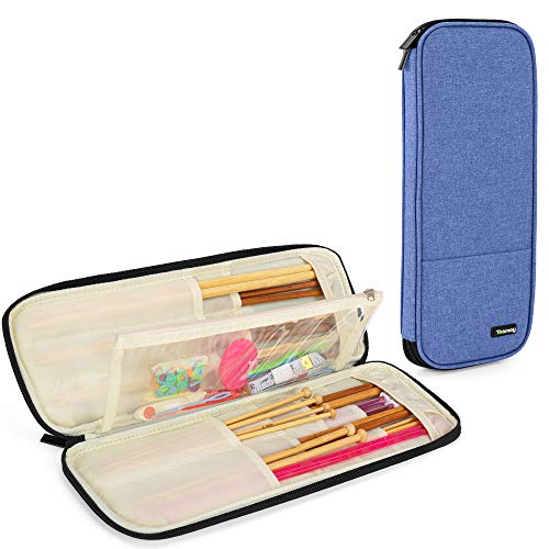 Teamoy Knitting Needles Case, Travel Organizer Storage Bag, Blue - color: Blue