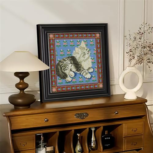 JOYSEWING Stamped Counted Cross Stitch Kits,Cross Stitch Ornament Kits for Adults Beginners, Counted Embroidery Needlepoint Kits DIY Gift Home Decor 11CT (Persian cat(Printed) 16.93 x16.93 inch) - color: Persian cat(Printed) 16.93 x16.93 inch