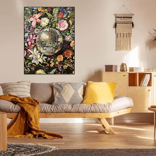 Dugsmgd Flowers Diamond Art Kits for Adults, Diamond Painting 12x16inch - color: Disco Flowers