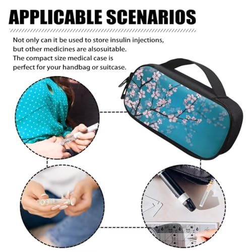Cherry Blossom Insulin Cooler Travel Case, Diabetic Medicine Carrying Bag Large Capacity Insulated Organizer Medication Cooler Bag for Insulin Pens and Diabetes - color: Cherry Blossom