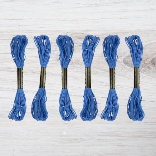Embroidery Floss Pack – 6 Skeins, 8.7 Yards Each – Dark Blue Embroidery Floss for Needlework, DIY Bracelets, Crafting, Weaving - color: Dark Blue