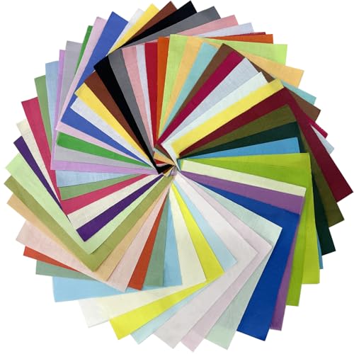 Zorfeter Cotton Fabric Bundles, 4" x 4", 50 Pcs, Solid Color - size: 4x4 Inch