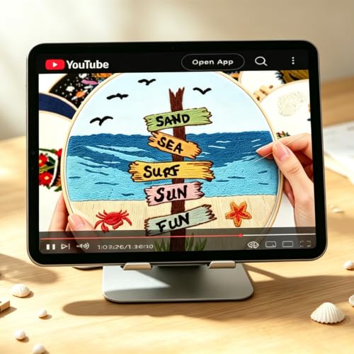 Beach Embroidery Kits for Beginners Adults, Coastal Hand Embroidery Set Needlepoint Kits, Sea Sunrise Stamped Cross Stitch Kits for Beginner Adults, 3 Embroidery Hoop, Fabric (Attached Video Tutorial) - color: Beach, size: 8inch