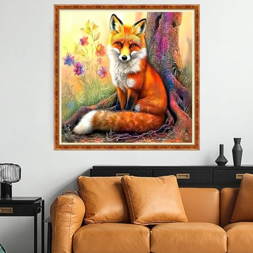 Funchey Counted Cross Stitch Kits for Adults Needlepoint Kits Unprinted Cross Stitching Embroidery Kit 11CT Cross Stitch Supplies- Colorful Fox 18x18 inch - color: Artcolor02
